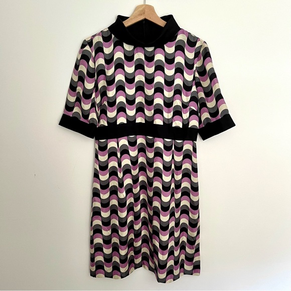 Vintage Milly Of New York Purple Retro Funky Mini Dress 100% Silk Women’s 8 - Picture 1 of 6